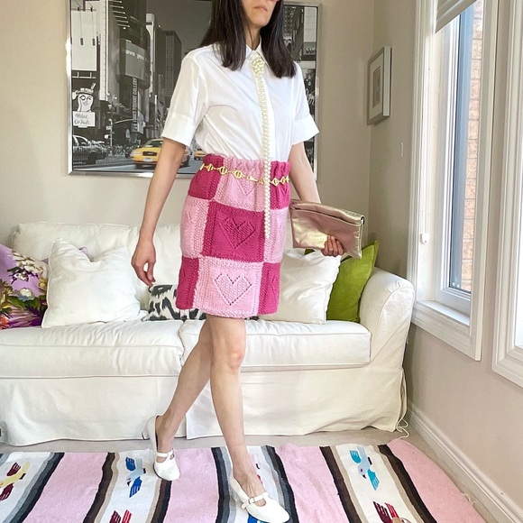 Redesigned heart granny square knit short skirt - Picture 3 of 15